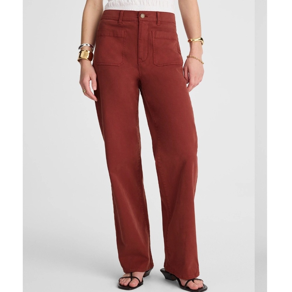 Madewell Emmett Wide-Leg‎ Patch Pocket Pants Antique Rose Red Size 33 NEW